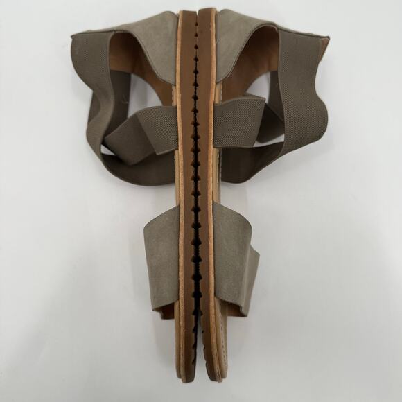 Sorel Ella II Sandals SZ 12 Leather Taupe Gray Summer Stretch Ankle Criss Cross - Picture 5 of 14